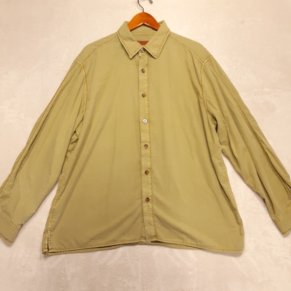Vertical Robert Comstock Mens Long Sleeve Button Shirt Sz.XL/Green/Distressed